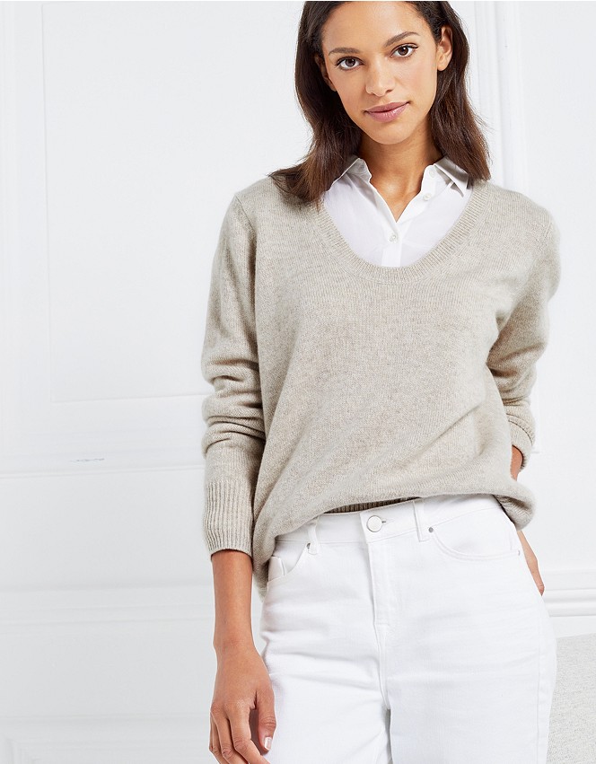 Cashmere Scoop Neck Sweater | All Clothing Sale | The White Company US
