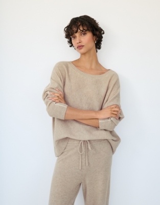 Cashmere Side Stripe Stitch Detail Sweater