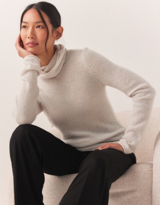 Sequin Stripe Funnel Neck Jumper with Cashmere