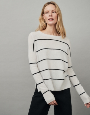 Cashmere Stripe Crew-Neck Jumper | Clothing Sale | The White Company UK