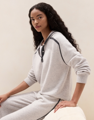 Cashmere Stripe-Detail Hoodie