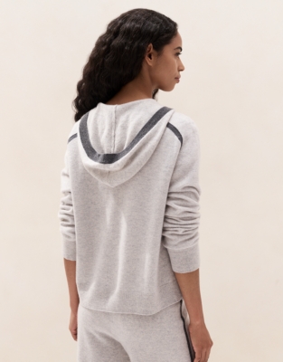 Cashmere Stripe-Detail Hoodie