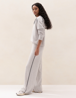 Cashmere Stripe-Detail Wide-Leg Joggers