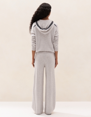 Cashmere Stripe-Detail Wide-Leg Joggers