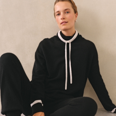 Cashmere Tipped Longline Funnel Neck Sweater