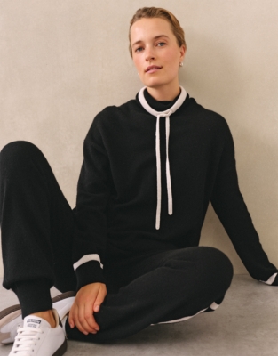 Cashmere Tipped Longline Funnel Neck Sweater