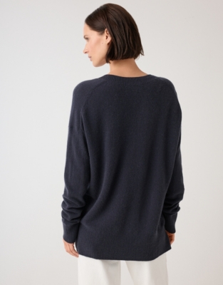 Cashmere V-Neck Jumper - Slate Grey