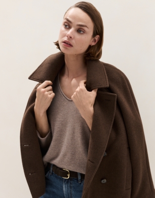 Cashmere Voop Neck Jumper - Rye Marl