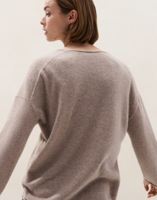 Cashmere Voop Neck Jumper - Rye Marl