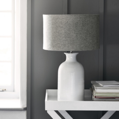 grey and white table lamp