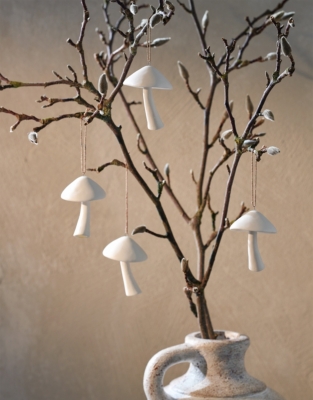 Ceramic Mushroom Decorations – Set of 4