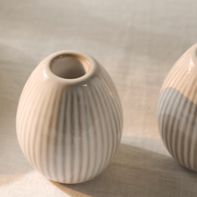 Ceramic Ribbed Dinner Candle Holders – Set of 2