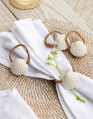 Ceramic Shell Napkin Rings – Set of 4