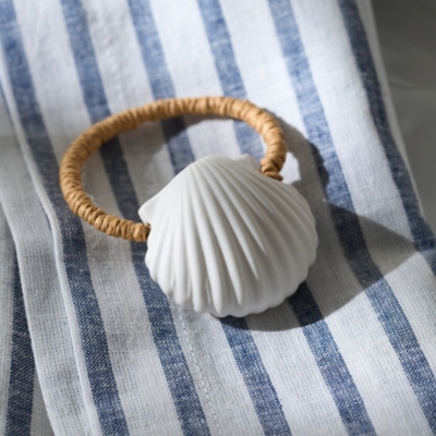 Ceramic Shell Napkin Rings – Set of 4