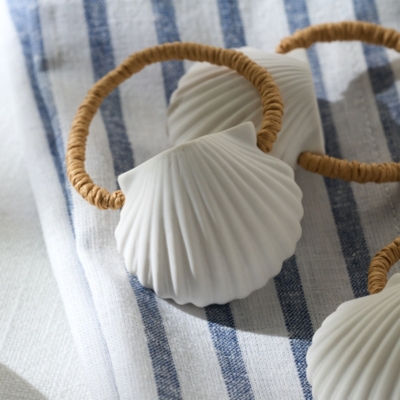 Ceramic Shell Napkin Rings – Set of 4