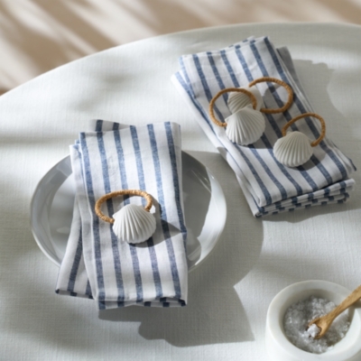 Ceramic Shell Napkin Rings – Set of 4