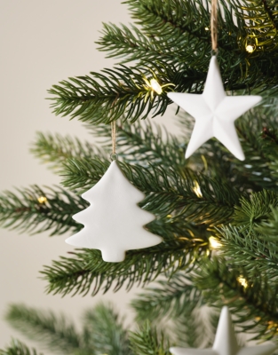Ceramic Star and Tree Decorations – Set of 6