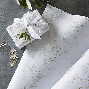 Champagne Metallic Floral Wrapping Paper -5m