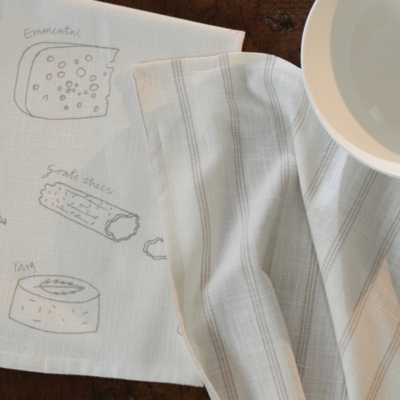 Cheese and Stripe Tea Towels – Set of 2