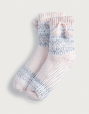 Children's Pink Fair Isle Slipper Socks, Baby Sale