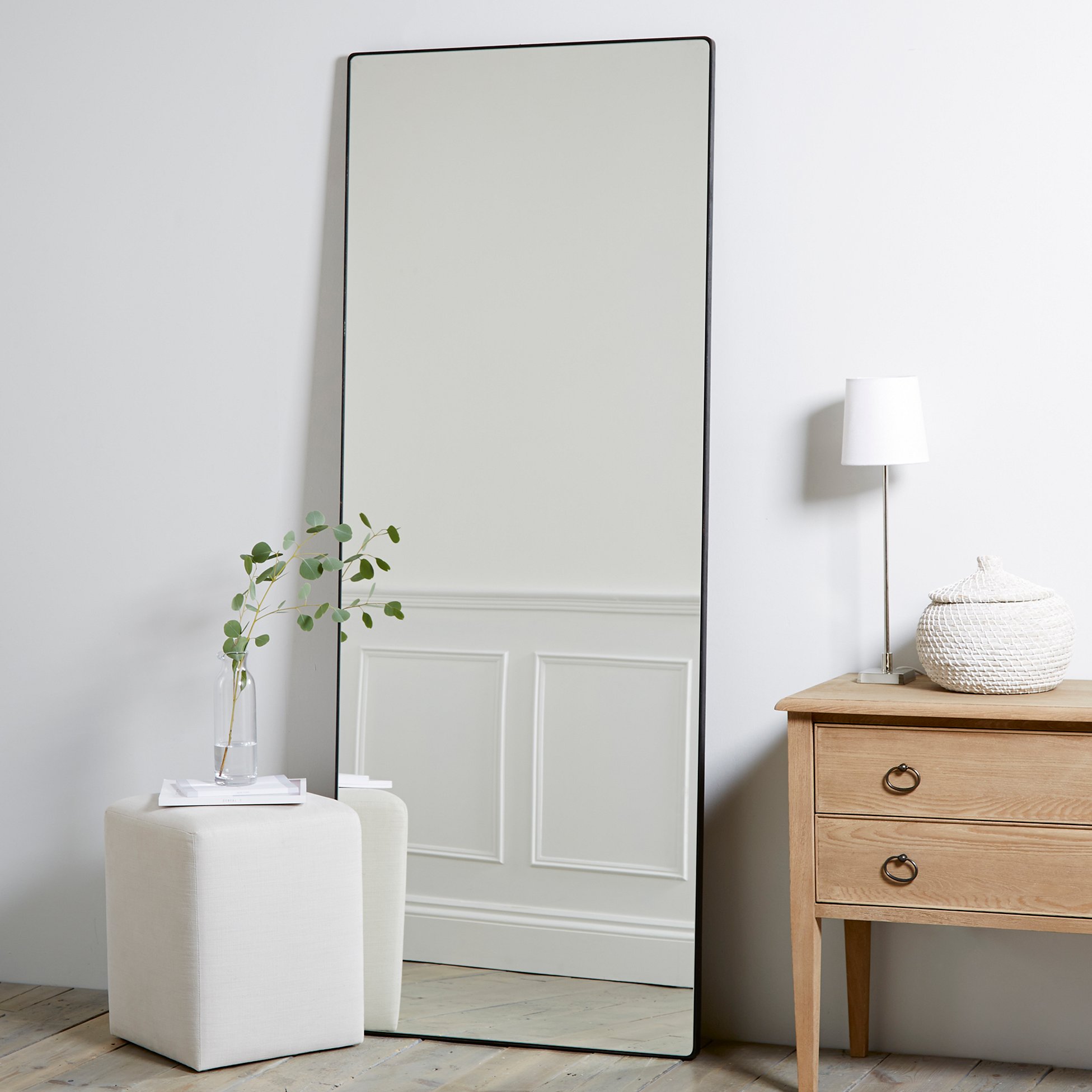 Chiltern Thin Metal Full Length Mirror, White Company Over Mantle Mirror