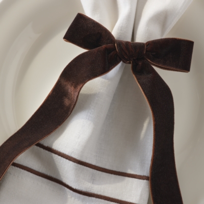 Chocolate Velvet Napkin Bows – Set of 6