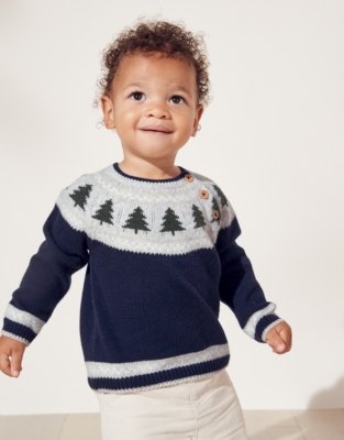 Christmas Tree Fair Isle Jumper 0 18mths Children s Christmas Jumpers The White Company