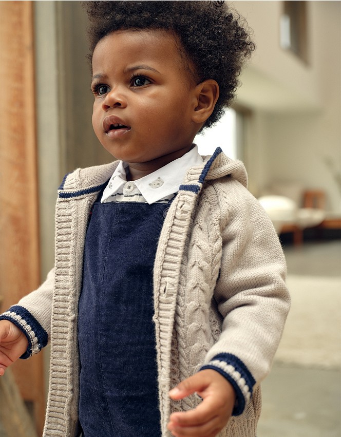 0-18mths The White Company Boys Clothing Sweaters Cardigans 1-1 1/2Y Chunky Hooded Cardigan Mouse 