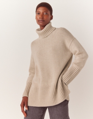 Chunky Roll Neck Jumper with Wool Clothing Sale The White