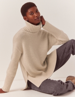 Chunky Roll Neck Jumper with Wool Clothing Sale The White