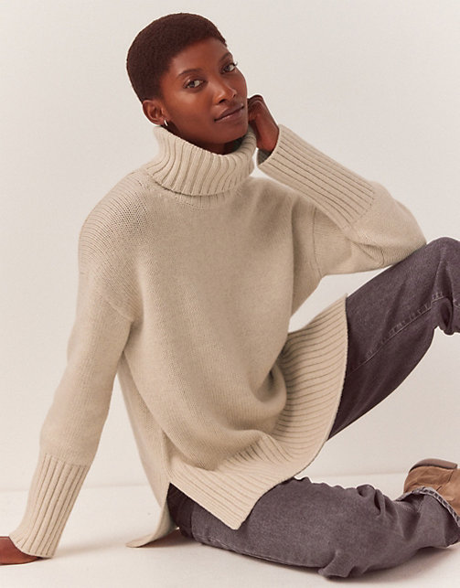 Chunky Roll Neck Jumper with Wool, Clothing Sale