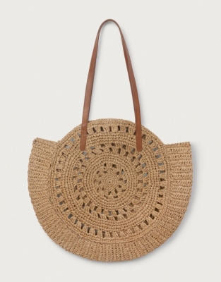 Straw bag hot sale round handle