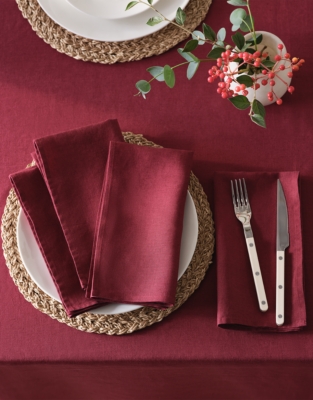 Claret Pure Linen Napkins – Set of 4