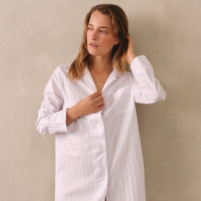 Classic Cotton Sateen Stripe Nightshirt