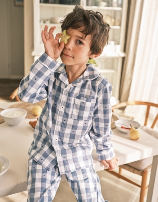 White company gingham online pyjamas