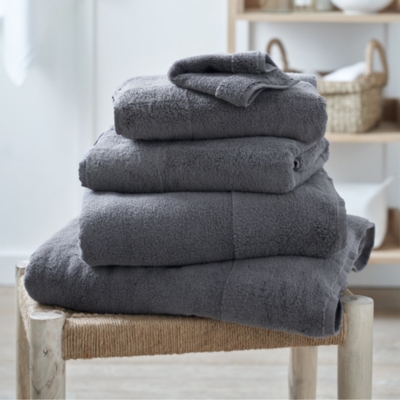 The White Company Waffle Edge Spa Towels, Silver, Size: Hand Towel