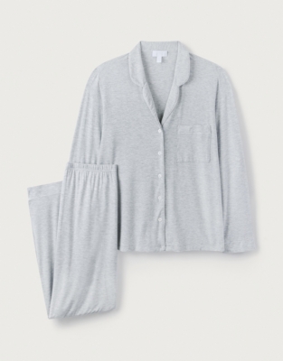 Classic Picot-Trim Cotton-Jersey Pajama Set