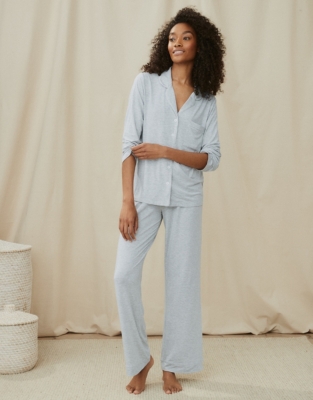 Classic Picot-Trim Cotton-Jersey Pajama Set