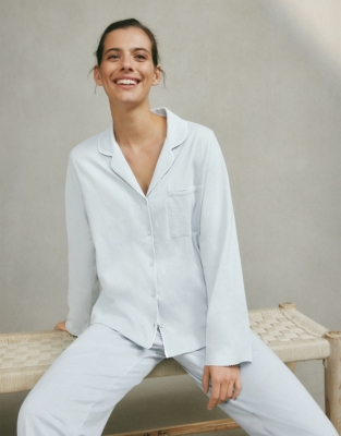 Classic Stitch Detail Jersey Cotton Pajama Set