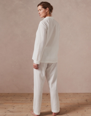 White company double online cotton pyjamas