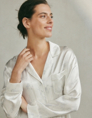 Classic Vintage Floral Silk Pajama Set Pajamas The White Company US