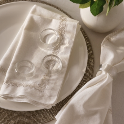 Clear Glass Napkin Rings – Set of 4