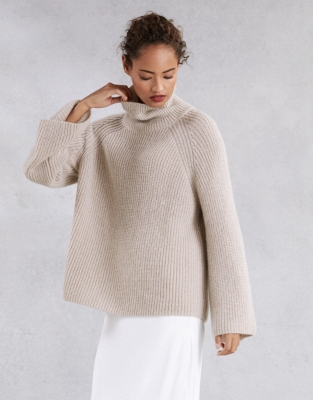 Collapse Neck Rib Jumper | Clothing Sale | The White Company UK