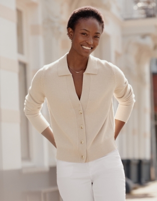 White cashmere cheap cardigan