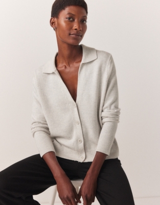 Collared Cardigan with Cashmere Jumpers Cardigans The White