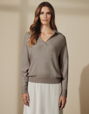 Collared Jumper with Cashmere Clothing Sale The White Company UK