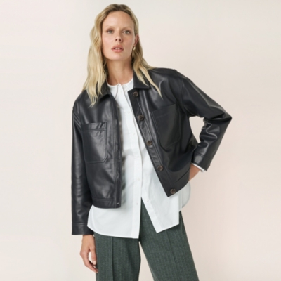 Collared Leather Jacket Clothing Sale The White Company UK