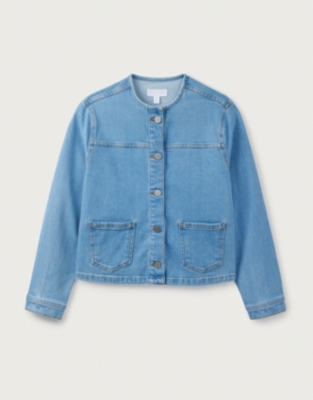 Collarless Organic-Cotton Denim Jacket | Clothing Sale | The White ...