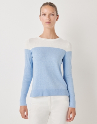 Colorblock Yoke Sweater with Recycled Cotton