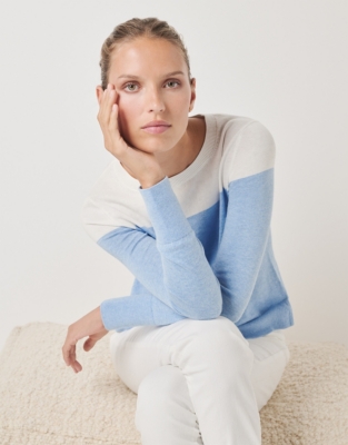 Colorblock Yoke Sweater with Recycled Cotton